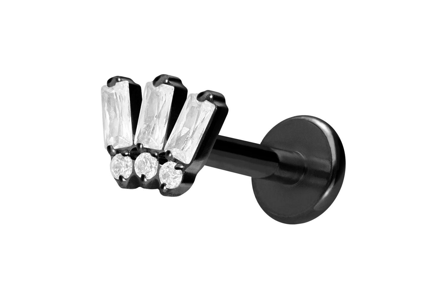 Titan Labret Piercing mit Innengewinde 6 EINGEFASSTE KRISTALLE